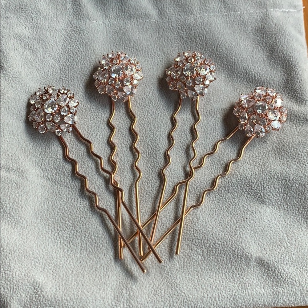 Rose gold with crystal hair pins